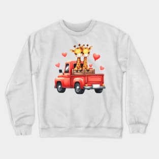 Valentine Giraffe Couple Sitting On Truck Crewneck Sweatshirt